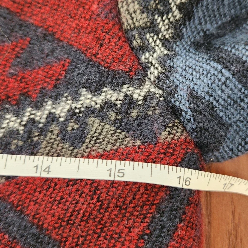 Hollister Aztec‎ Sherpa Fleece Open Front Cardigan Jacket blue/red Size Small